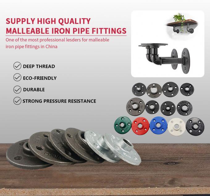 DELLOK 1/2' 3/4" Bsp nữ dây xích đường ống sắt mềm dẻo gắn 4 lỗ bình thường sàn Flange 2