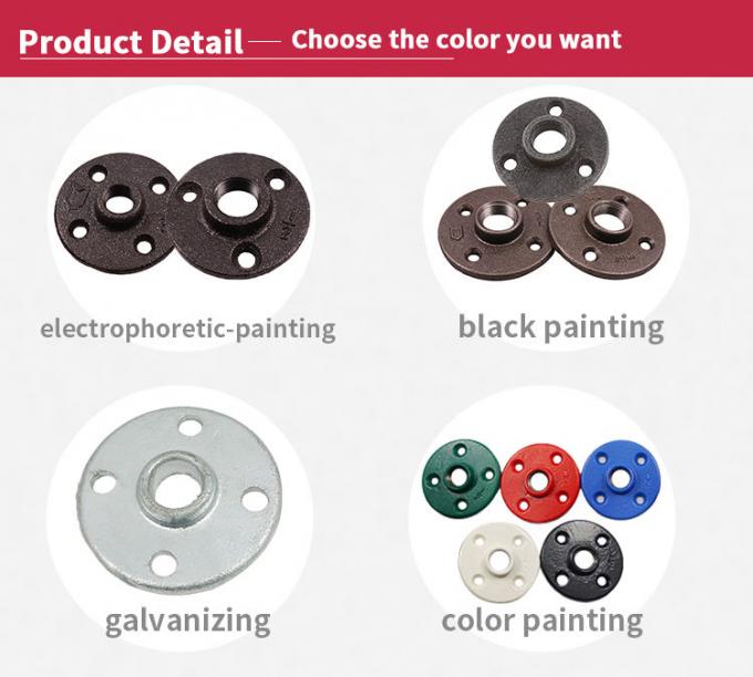 DELLOK 1/2' 3/4" Bsp nữ dây xích đường ống sắt mềm dẻo gắn 4 lỗ bình thường sàn Flange 0